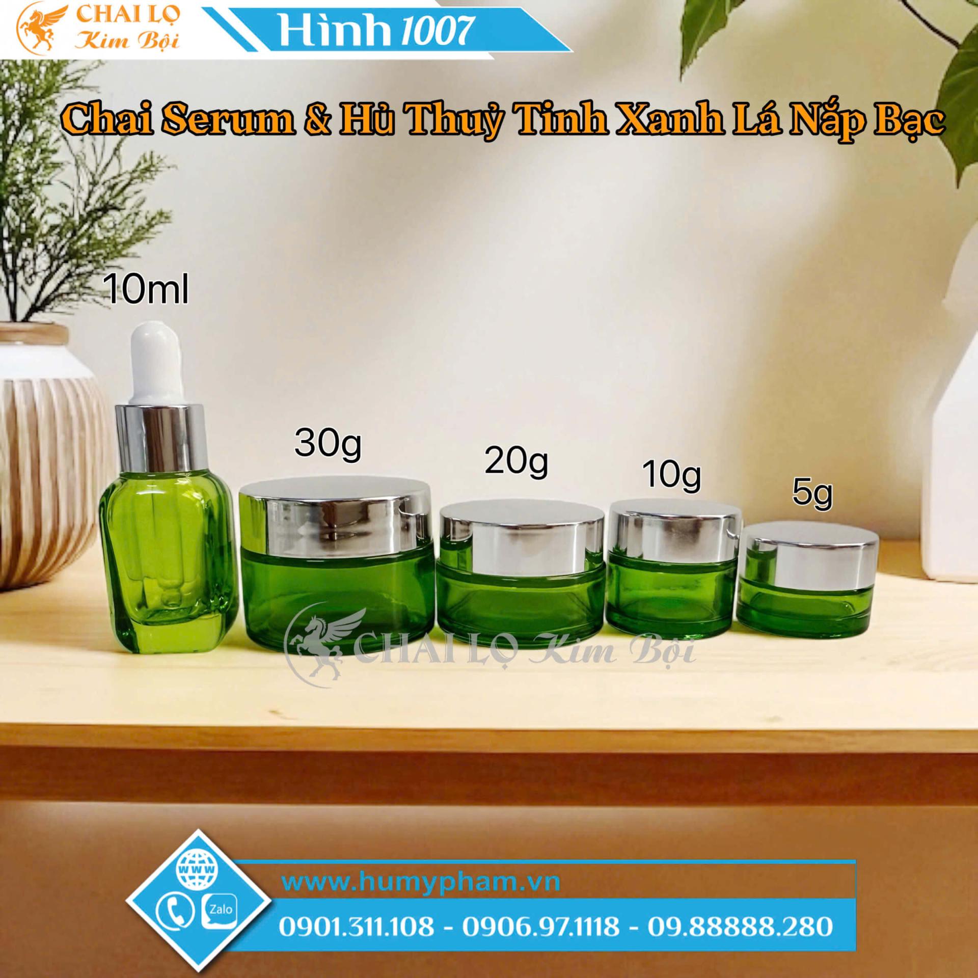 bộ chai lọ thủy tinh xanh lá