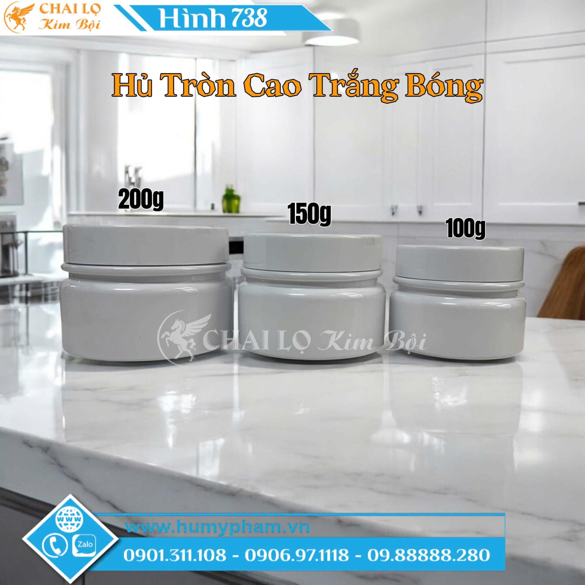 hủ đựng kem tròn cao trắng bóng 